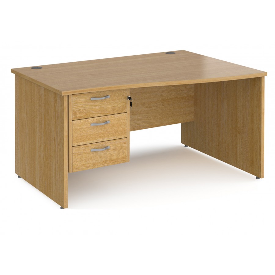 Maestro Panel End Wave Desk with Three Drawer Pedestal